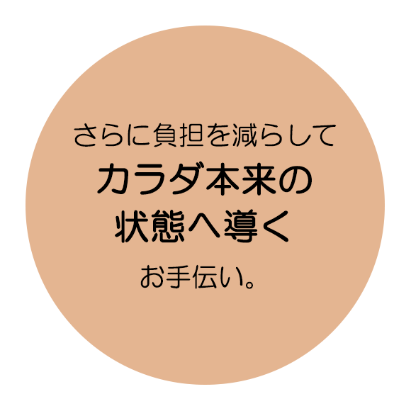 図：さらに負担を減らしてカラダ本来の状態へ導くお手伝い。