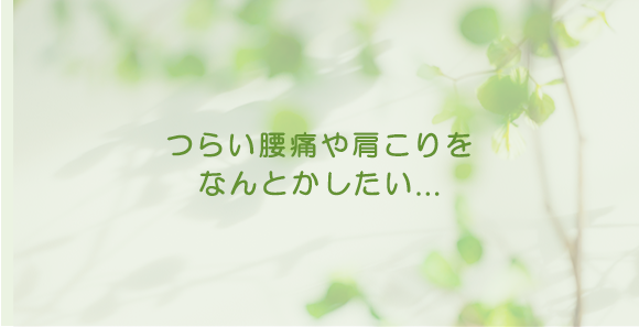 つらい腰痛や肩こりを なんとかしたい...